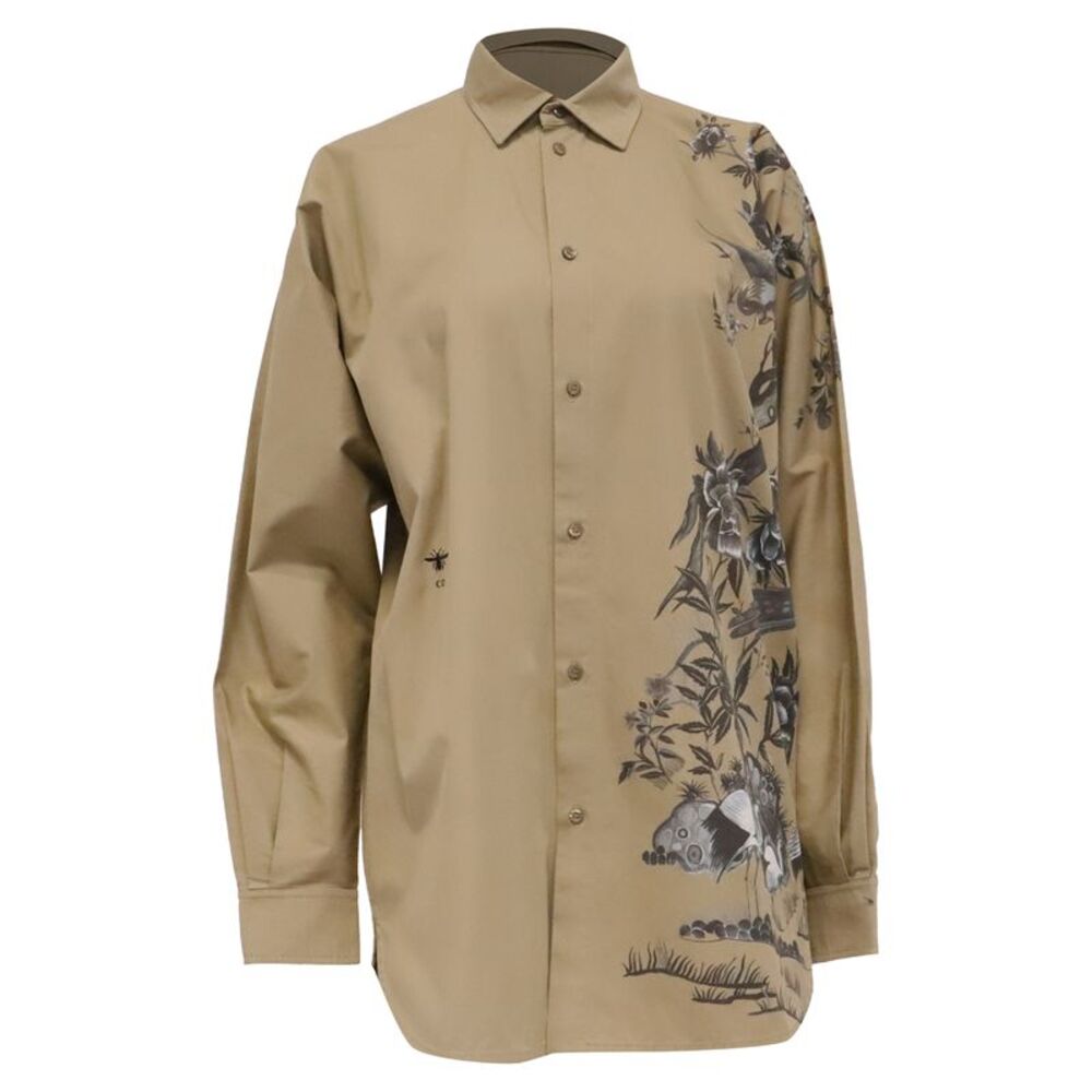 Dior Jardin d'Hiver Printed Button-Down Shirt in Beige Cotton